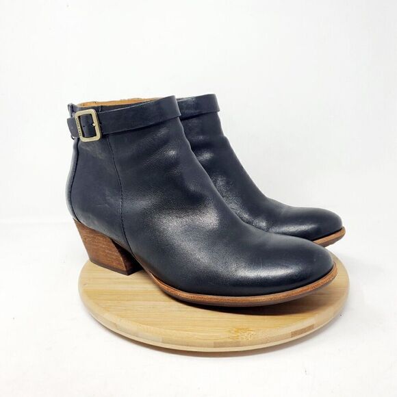 Kork Ease Ankle Boots Womens 9 Maddelena Black Leather Bootie Belted Buckle Moto - Picture 8 of 15